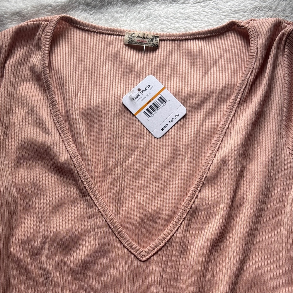 2 for $10! Free People Dusty Pink Bodysuit, S - Picture 3 of 4